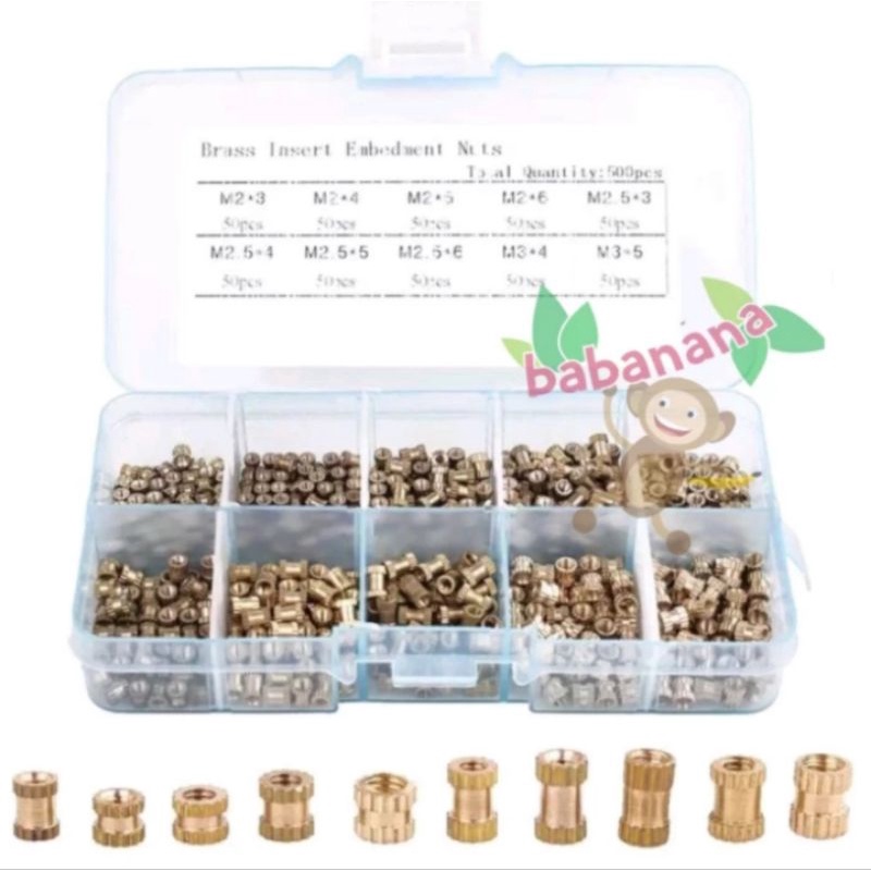 200pcs Knur Brass Screw Inseet Mur Tanam Nut Embedded Engsel Laptop