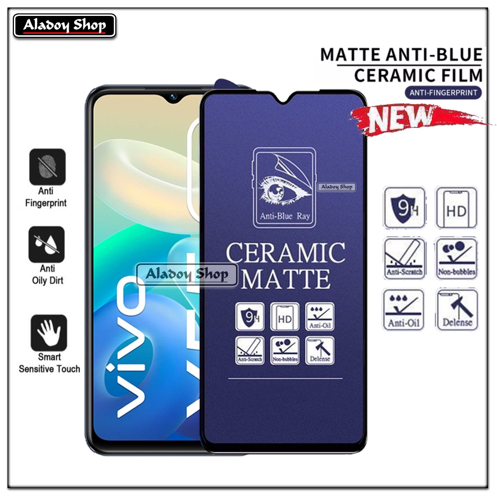 PAKET 3IN1 Anti Gores Blue Matte Anti Glare Vivo Y55 5G/Y75 5G + Tempered Glass Camera dan Skin Carbon