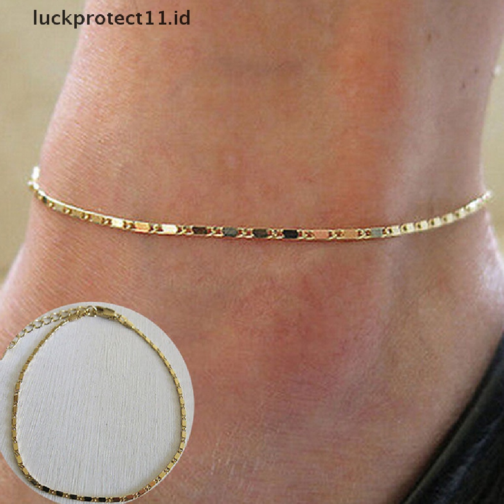 /Fashion Hot// Fashion// Wanita Sederhana Emas Rantai Gelang Kaki Ankle Bracelet Barefoot Sandal Pantai Kaki Perhiasan.