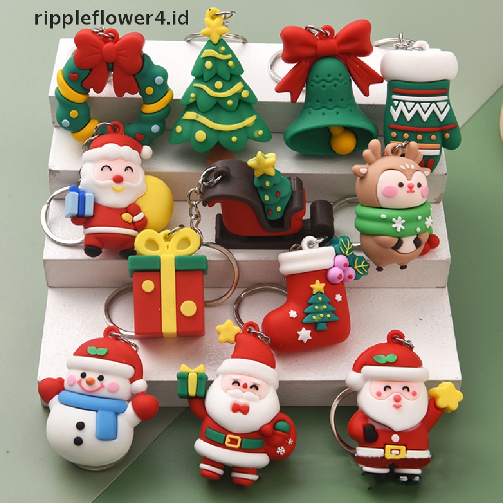 {rippleflower4.id} Christmas Series Santa Claus Pohon Natal Gantungan Kunci Untuk Ransel Liontin Boneka Rusa Lucu Gantungan Kunci Untuk Hadiah Teman Anak~