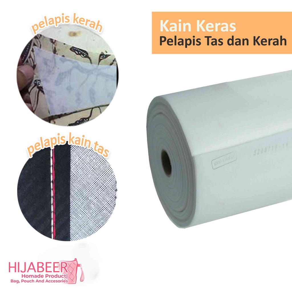 Kain Keras Lem 50F Pelapis Tas dan kain untuk Kerah PER METER