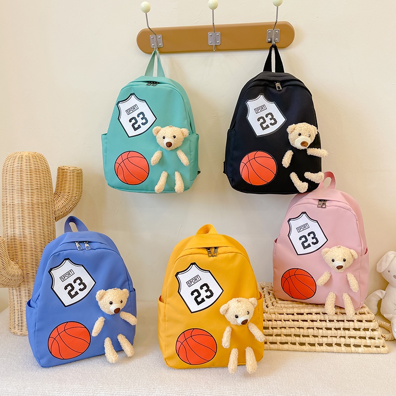 Tas Ransel Sekolah Anak Laki Dan Perempuan / Ransel Backpack Model Teddy Bear Bola Basket