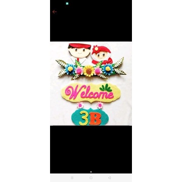 hiasan dinding pintu welcome selamat datang kain flanel