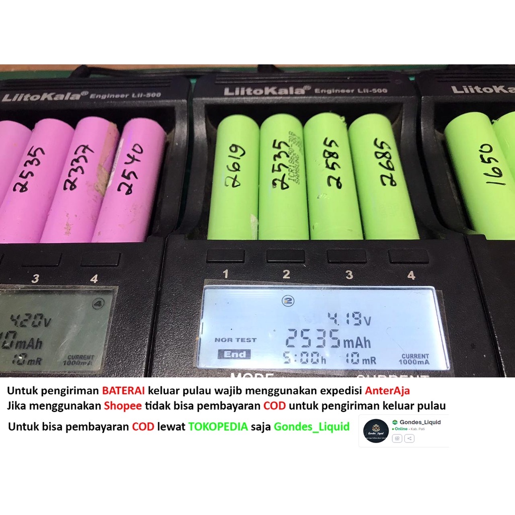 Baterai 18650 bekas copotan batre laptop kapasitas real 500-3000mAh