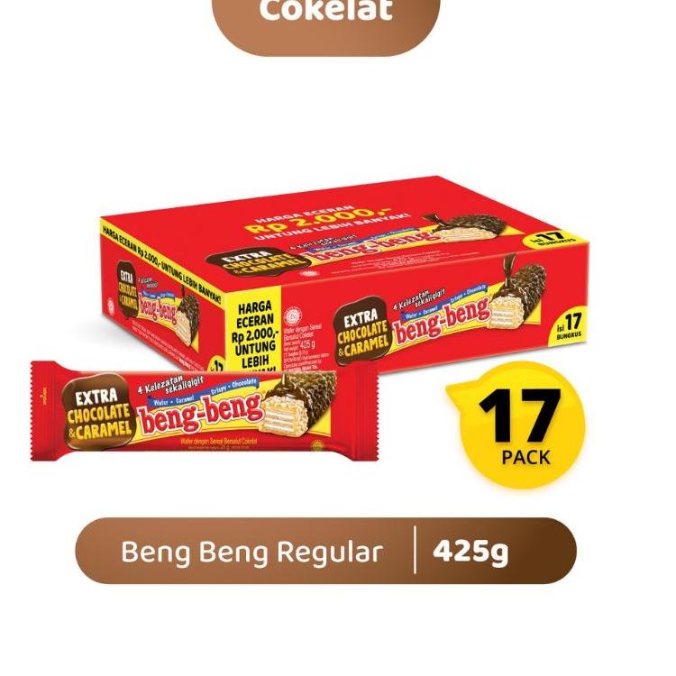 

Terpercaya Beng Beng Extra Chocolate & Caramel Crispy Wafer - Netto 17 bks x 25 gr - 1 DUS ...,,