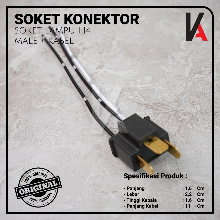 Socket Seal Beam Male / Soket Bohlam H4 / Rumah Lampu Mobil Motor H4 Cowok