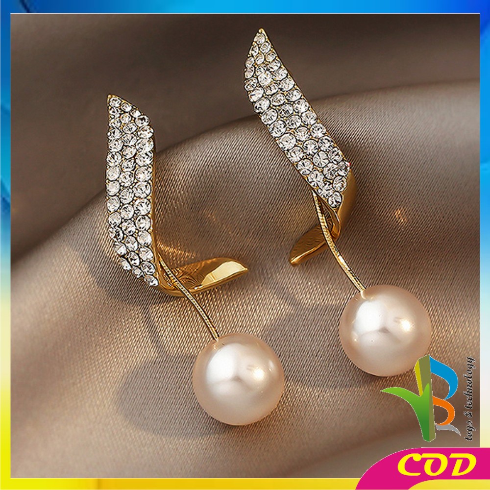 RB-K119 Anting Mutiara Gaya Korea Motif Pita Aksesoris Fashion Wanita / Anting Rumbai Panjang Elegant Earrings Butterfly Women