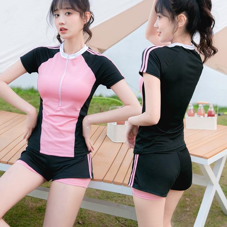 Safe Payment Swimsuit Baju Renang Wanita Model Two Piece Lengan Pendek 8076
