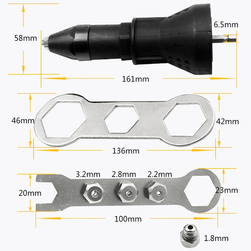 YGRETTE -  ADAPTER BOR TANG RIVET Electric Pull Rivet Conversion Drill Adapter Kepala Bor Listrik Tang