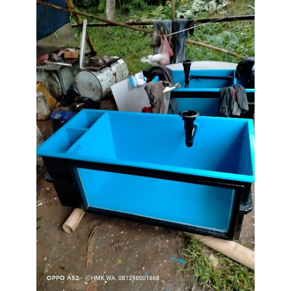 kolam ikan fiber gelas combinasi kaca
