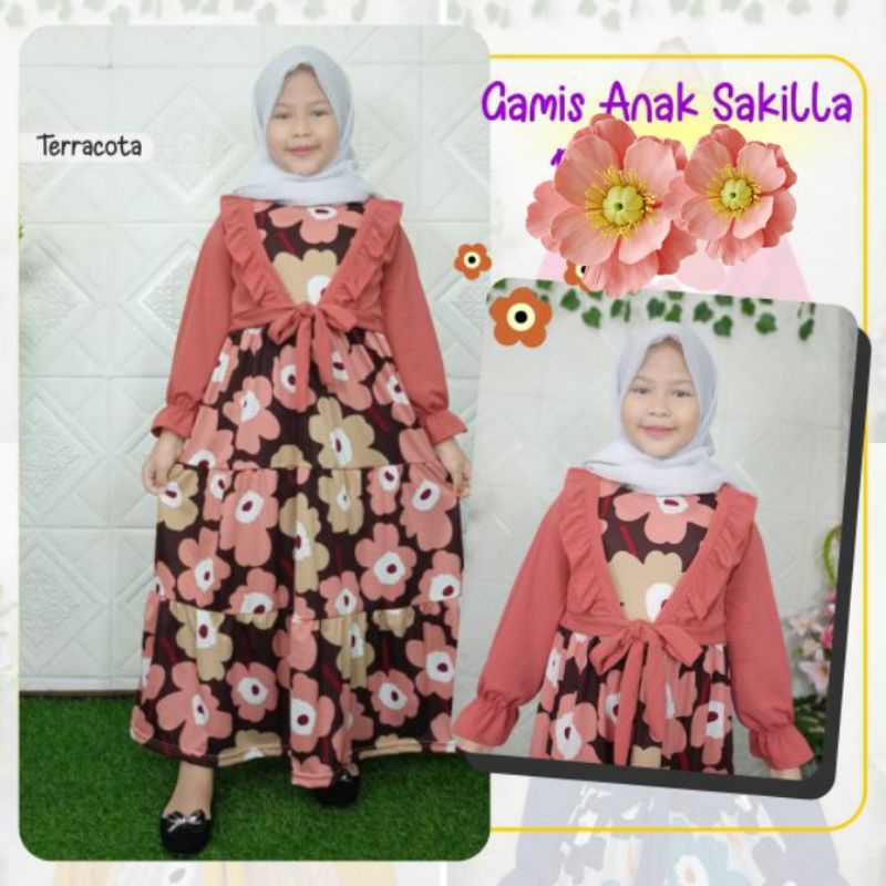 GAMIS ANAK SAKILLA ROMPI MENYATU/BAJU ANAK PEREMPUAN MUSLIM