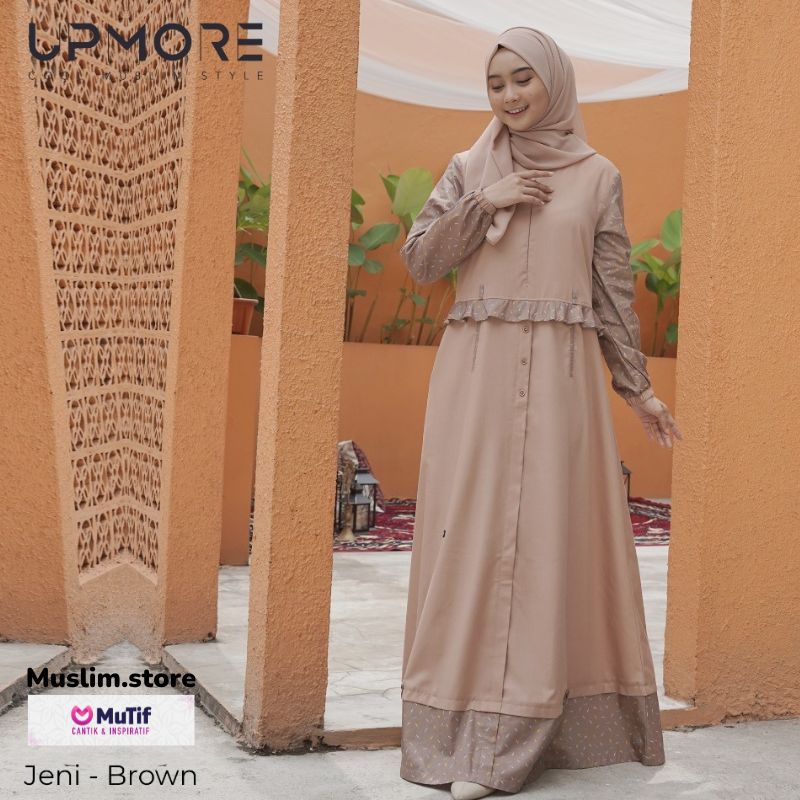 MUTIF Gamis UPMORE JENI Dress Wanita Muslim Dewasa Remaja Katun Kualitas S-3XL