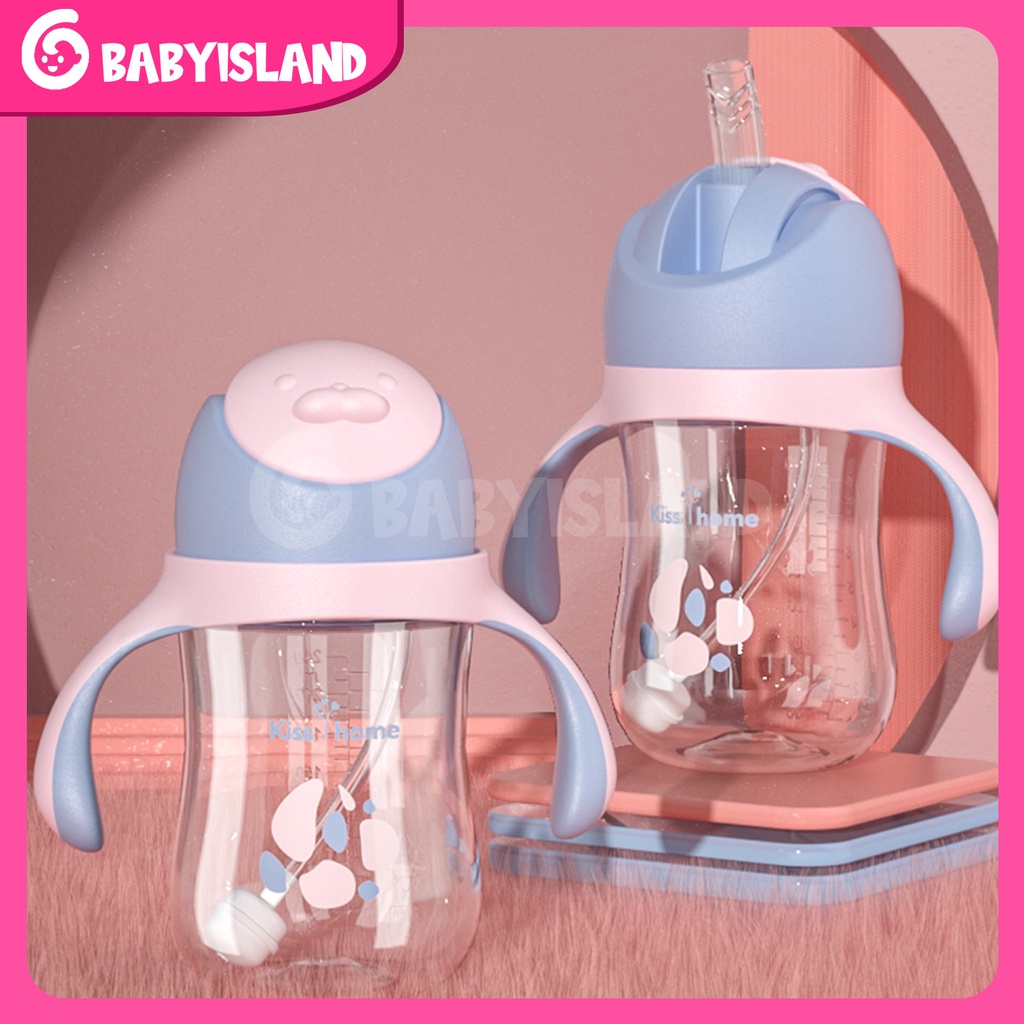 1 Cangkir 3 Botol Minum Bayi Sedotan Anti Tumpah BPA Free Tali Panjang Botol Minum Anak Cangkir Pelatihan Sippy Portabel