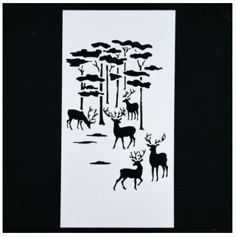 Plastic Stencil - Forest Deer Style (23x13cm)