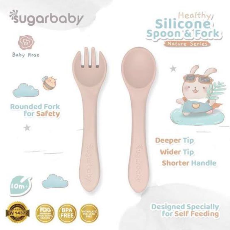 Sugar Baby Spoon &amp; Fork Sun / Sendok &amp; Garpu Makan Bayi / Peralatan Makan Bayi