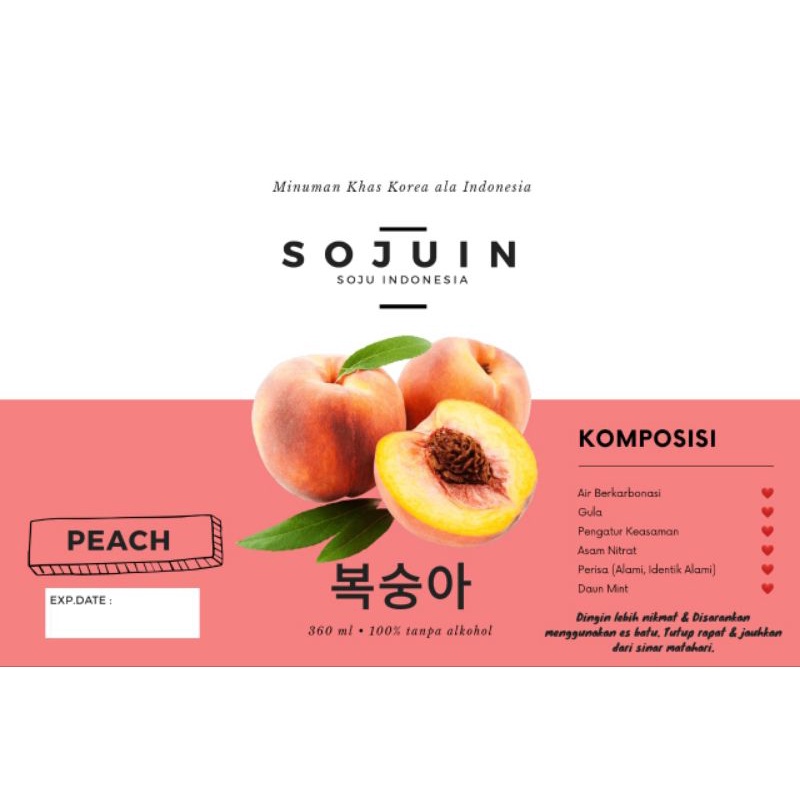 

sojuin/soju halal home made/minuman sparkling water rasa peach