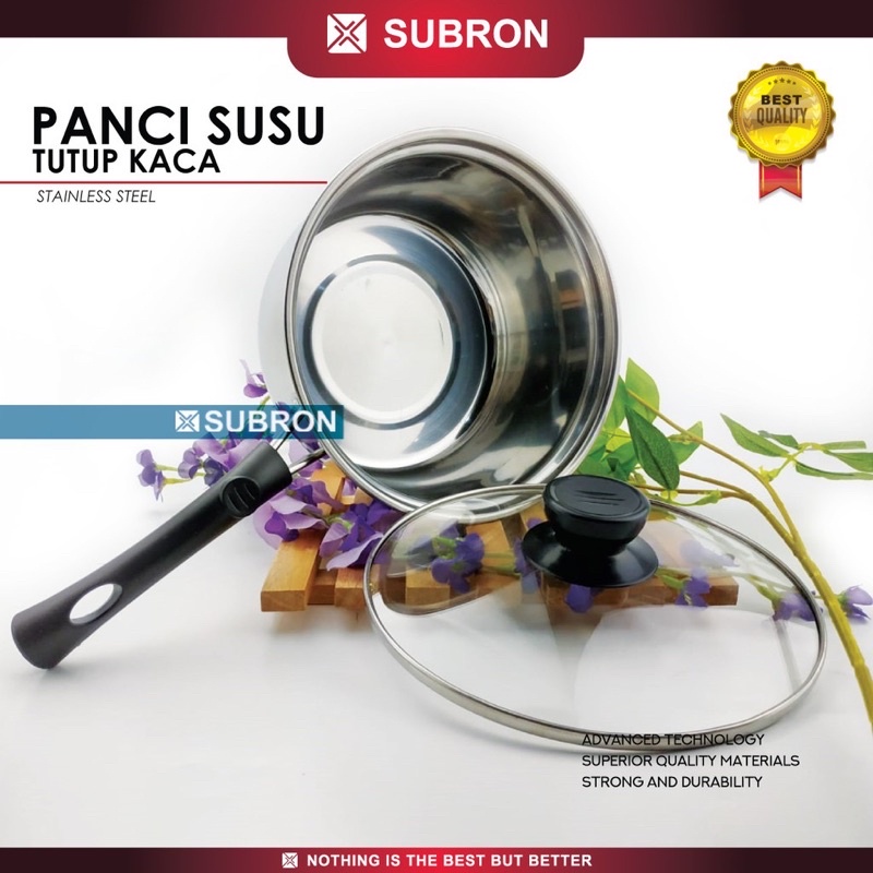 PANCI SUSU MIE DENGAN TUTUP KACA STAINLESS STEEL 20CM - ELEGANT MILK POT TEBAL - PANCI GAGANG MASAK SOUP INDOMIE STAINLESS QUALITY