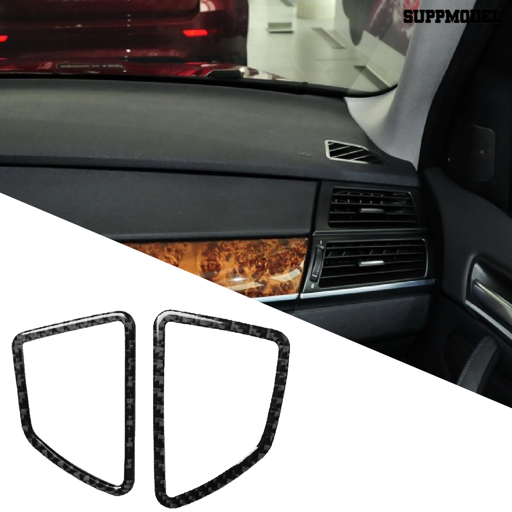 [Dekorasi] 2pcs Carbon Fiber Meter Air Outlet Vent Frame Trim Sticker Cover Untuk BMW E70 X5 E71 X6 2008-2013 Hak Drive