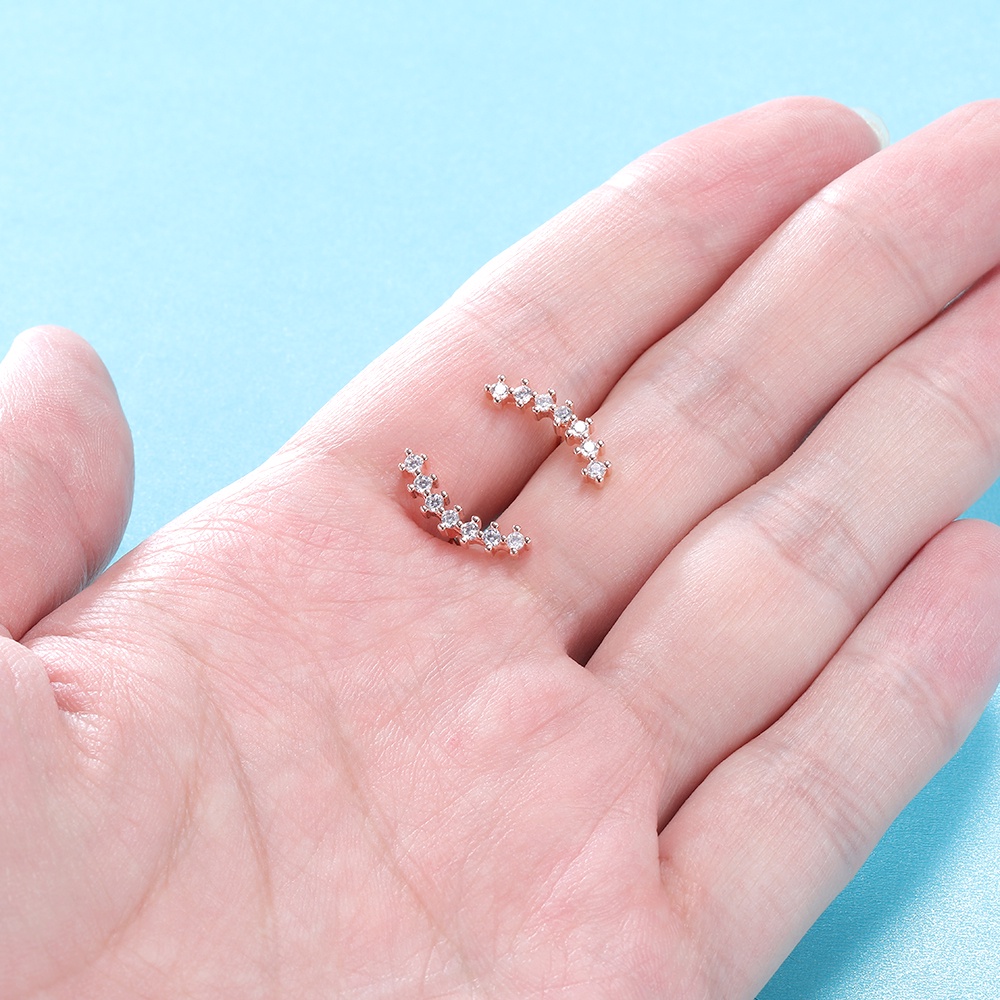 1pasang 4warna CZ Anting Tindik Tulang Rawan Telinga Bola Sekrup Perhiasan Stainless Steel Bentuk Melengkung Stud Earrings