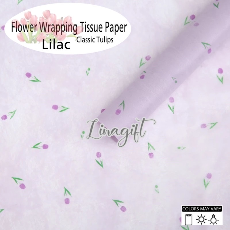 ( 5 Lembar ) CLASSIC TULIPS - FLOWER WRAPPING TISSUE PAPER / KERTAS TISU / BUKET BUNGA / KERTAS BUNGA