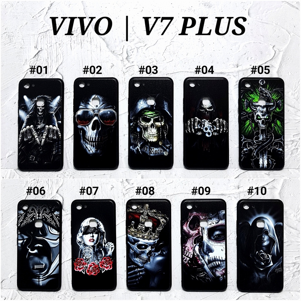 VIVO V7 PLUS V9 V11 V11I Y71 Y83 - HOROR Soft Hard Case Skull