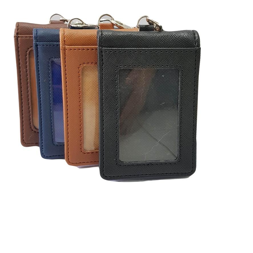 

Terlaris Lanyard Kulit Magnet ID Card Holder Magnet Name Tag Kulit PU Cokelat Tua オ