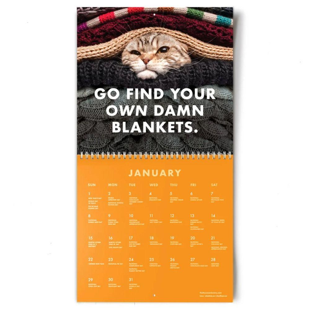 R-bunga Kalender Kucing Lucu Hadiah Makhluk Seni Dekorasi Rumah Art Moon Calendar