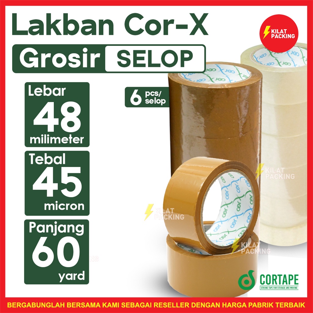 

Lakban Cortape 48 mm x 60 yard (Cor-X) Ekonomis Lakban Plakban Selotip SlotipTermurah Selop