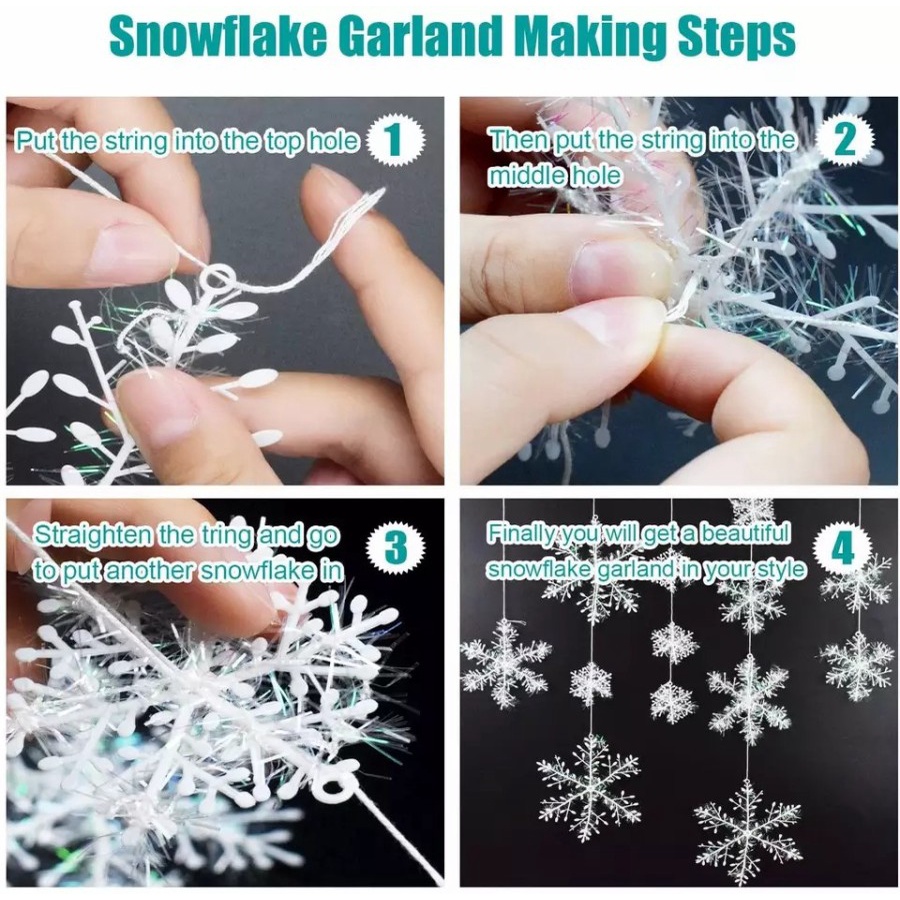 Snowflakes Ornamen Natal Gantungan Pohon Terang isi 3 pcs