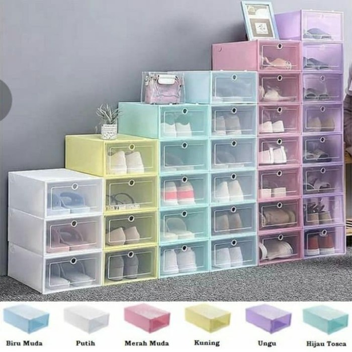 Kotak Sepatu Transparan Plastik Lipat Tebal Kuat Shoes Box Tempat Penyimpanan Sandal SS031