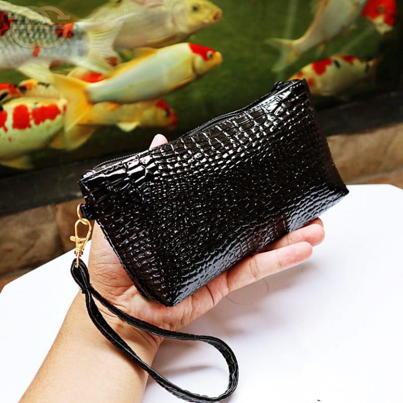 Pouch Serbaguna Bahan Croco Pouch HP Koin Kosmetik