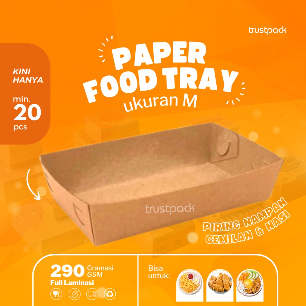 Paper Food Tray size M / Piring Nampan Kertas Alas Makan Kentang Goreng