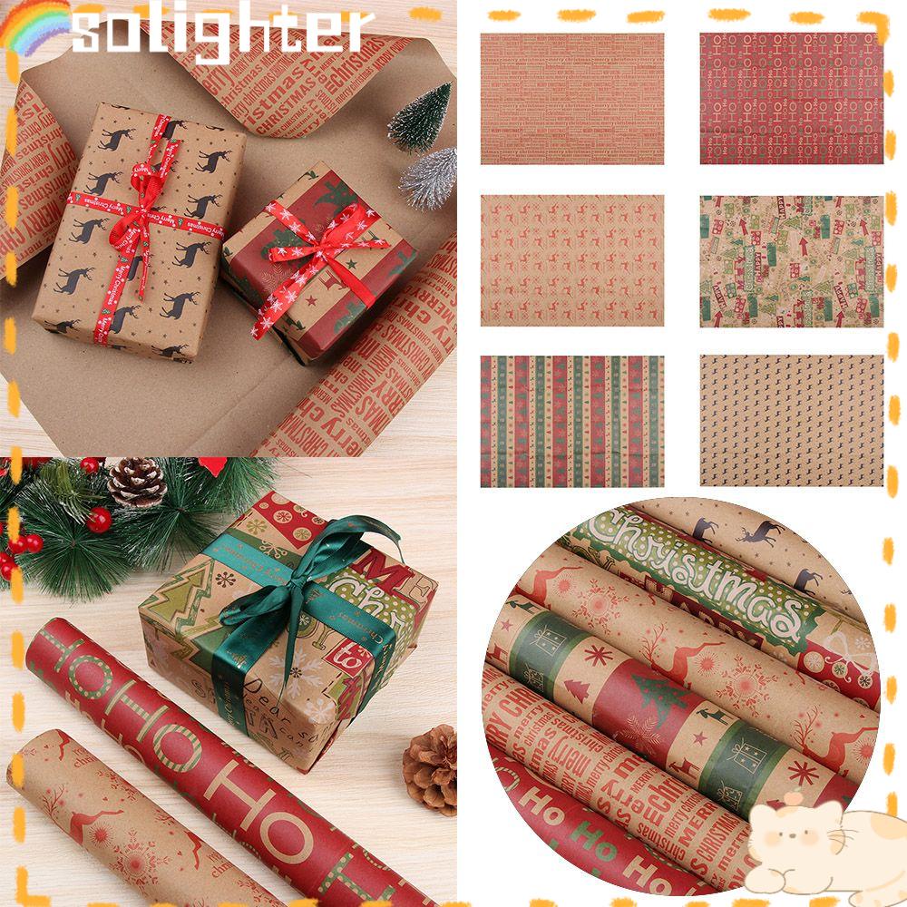 Solighter Wrapping Paper Hadir Dekorasi Tahun Baru Origami Paper DIY Craft Kraft Packing