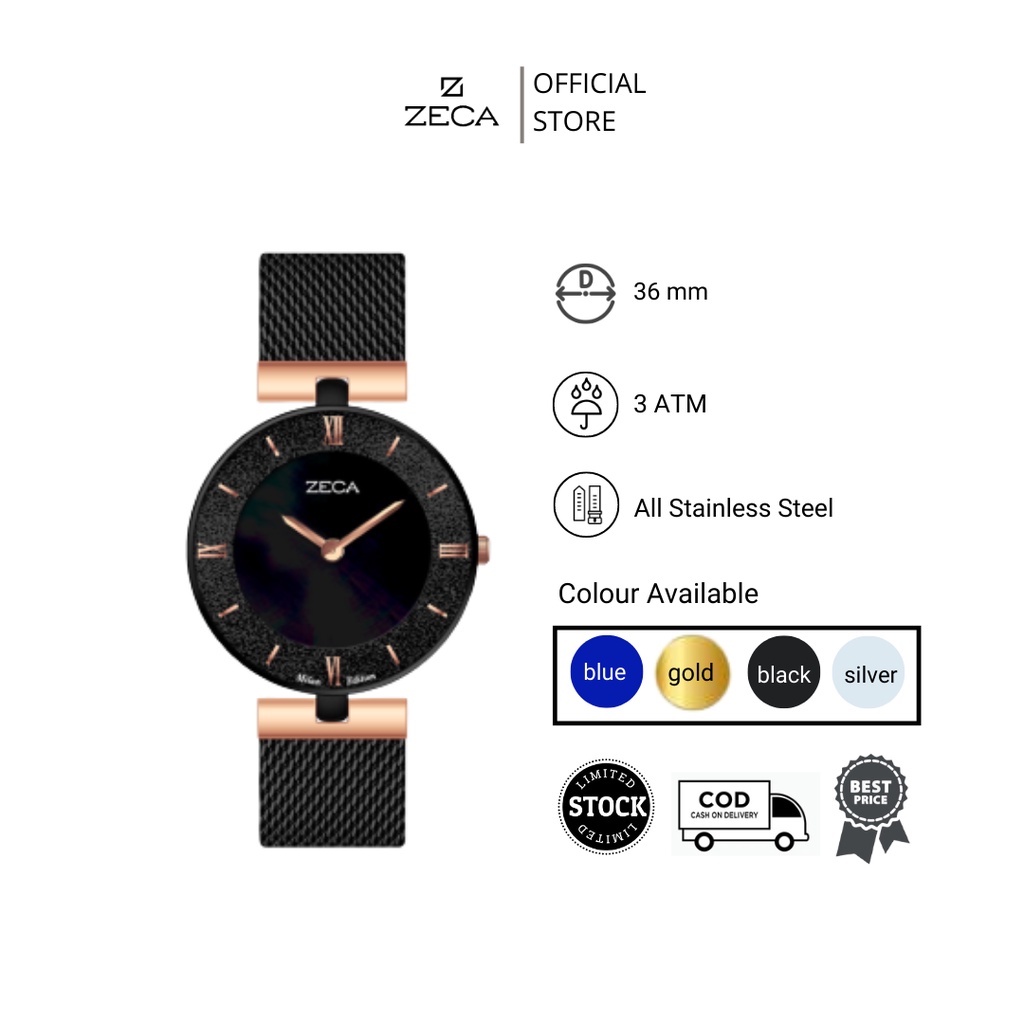 Zeca  Jam Tangan Wanita Stainless Steel Analog Original 1002LC Series