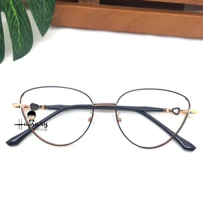 Frame Kacamata Minus &amp; Antiradiasi Wanita Cat eye 8015 Terbaru | Anti UV Photocromic &amp; Bluecromic