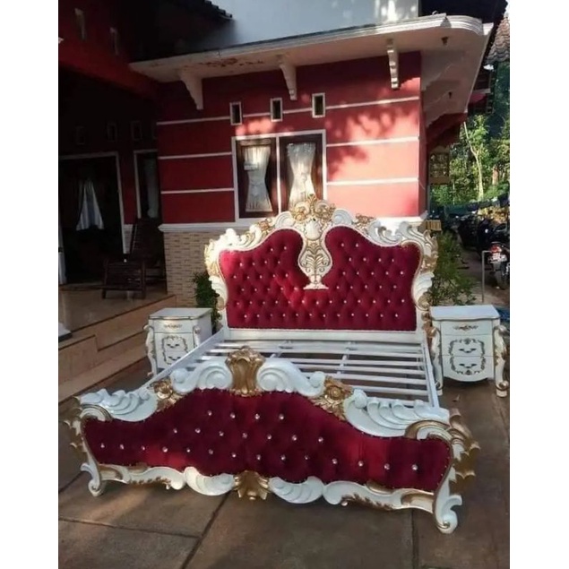 dipan kayu jati mewah/dipan jok mewah/tempat tidur sultan/ukuran 200cmx160cm