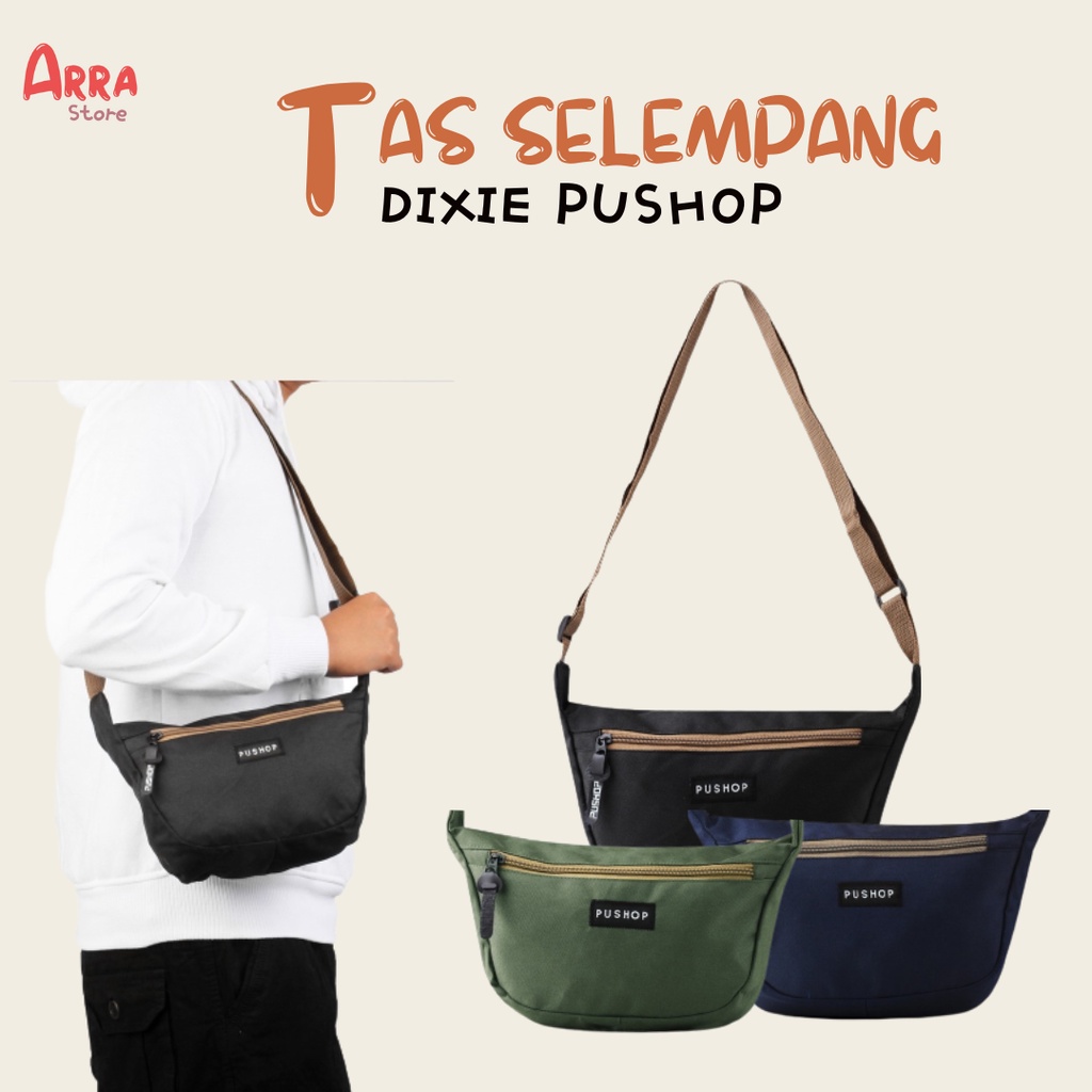 Tas Selempang Pria Pushop Dixie Sling Bag Cowok Tali Coklat Murah