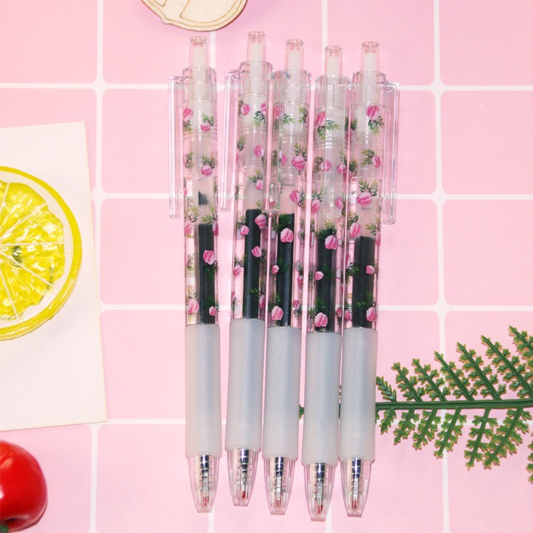 6pcs Pen Pena Pulpen Cetek Cetekan Gel Motif Bunga GM-ST0093