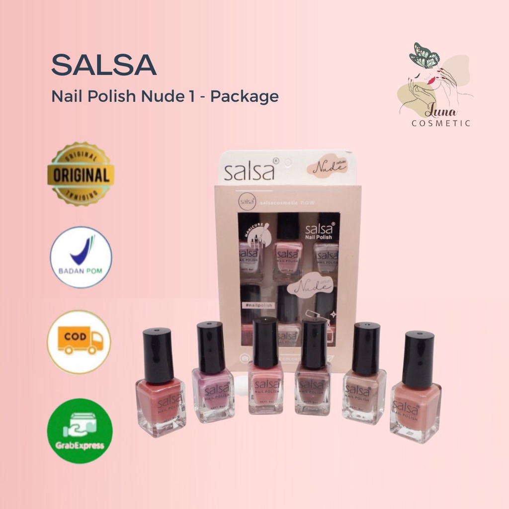 SALSA Nail Polish Nude 1 | Kutek Kuku Tahan Lama | Paket isi 6