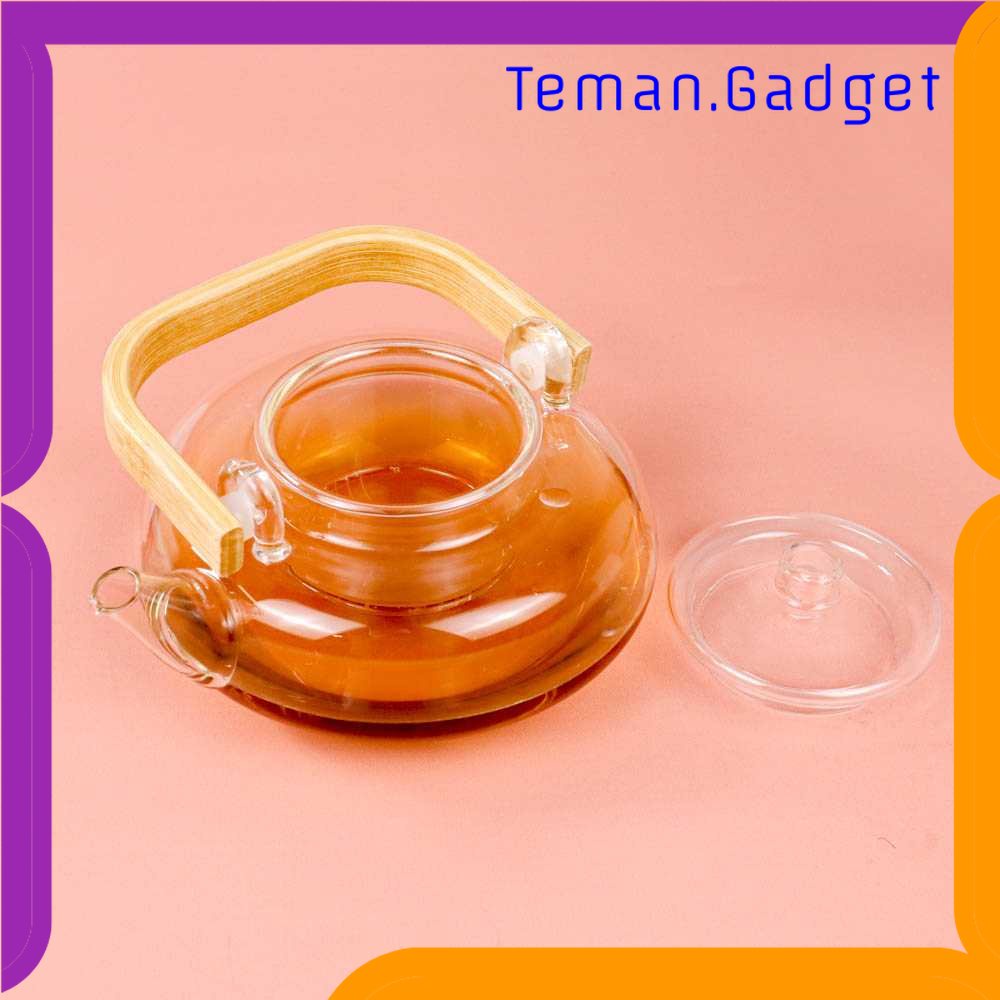 TG - DPR One Two Cups Teko Pitcher Gagang Kayu Glass Teapot Japanese Style - 8CV101