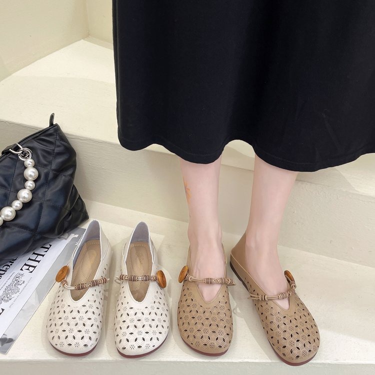 Sepatu Kerja Perempuan Import Sendal Hak Chunky Wanita Retro Kekinian Spatu Kerja Cewek Berongga Import SK-037