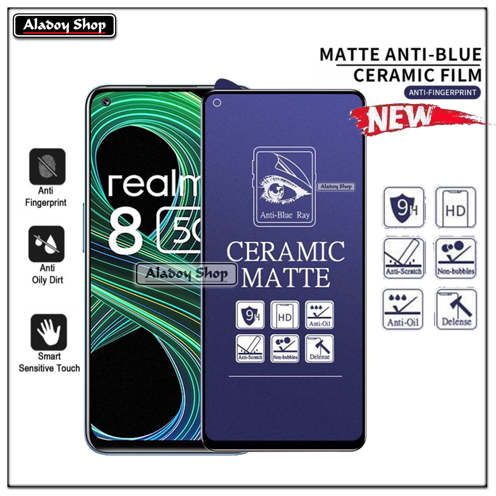 PAKET 3IN1 Anti Gores Blue Matte Anti Glare Realme 8 5G + Tempered Glass Camera dan Skin Carbon