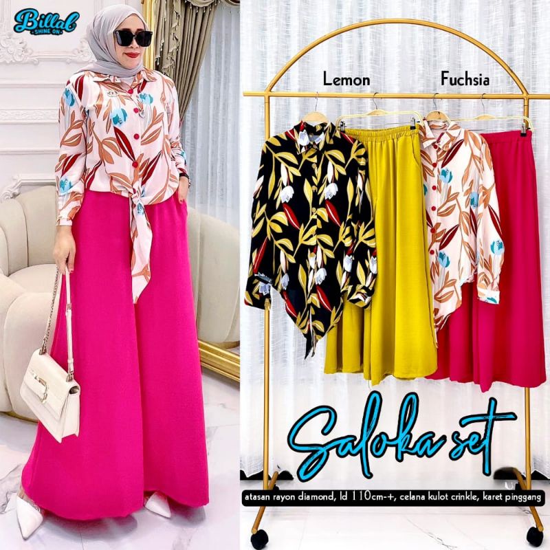 SET SALOKA NEW//BAHAN RAYON DIAMOND,CELANA CRINKLE HQ