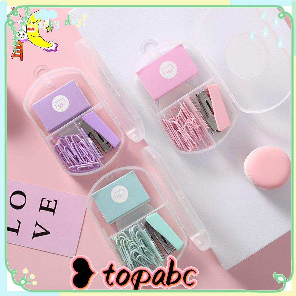 Top Stapler Set Alat Tulis Kantor Morandi Color Metal Binding Tools