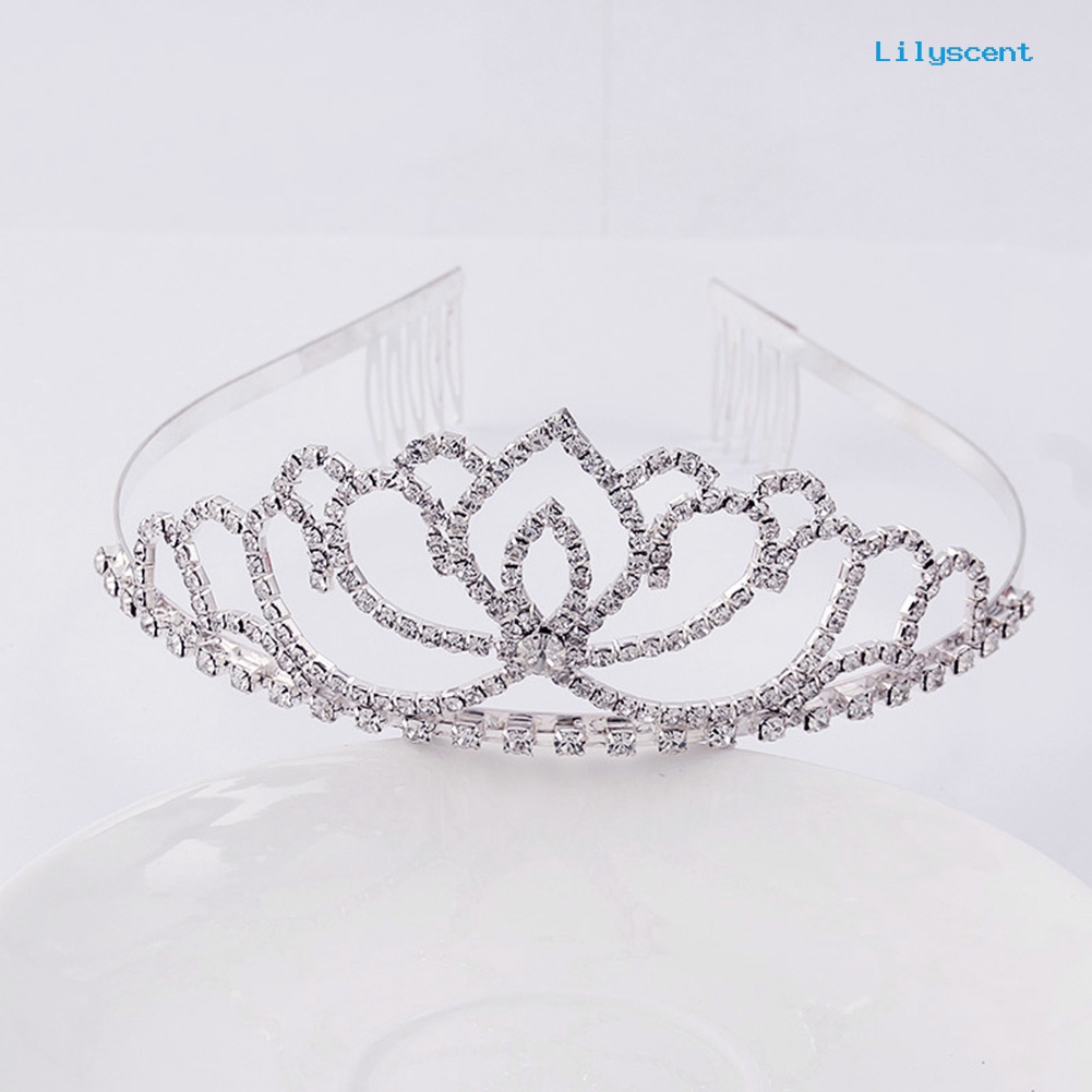 [LS]Elegant Wanita Mengkilap Berlian Imitasi Mahkota Tiara Bando Pesta Pernikahan Prom Perhiasan