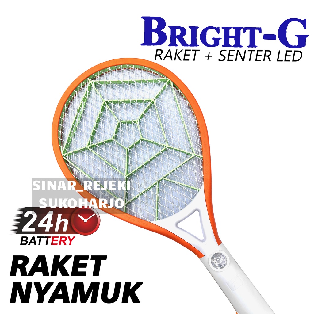 MEVAL &amp; BRIGHT-G Raket Nyamuk LED + Kabel Batrei Cas Baterai Charge