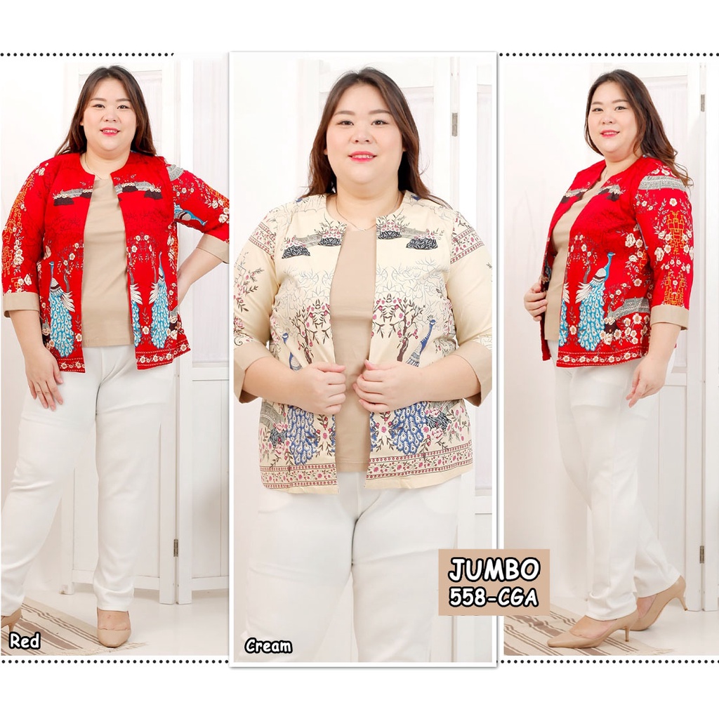 BIGCLO - (COD) LD 115-125cm Atasan Jumbo Batik Mix Wanita Bigsize