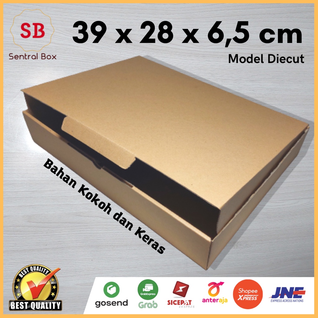 

( Min.order 5 pcs ) Kardus 39 x 28 x 6,5 cm..... Die Cut ( untuk pembelian di atas 10 pcs harga lebih murah )