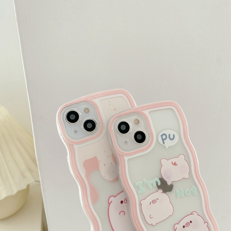 Cute！Pink Little Pig Wave Soft Case VIVO V23 Y11 Y12i Y12 Y15 Y17 S1 Y33S Y52T Y33E Y52S Y31S Y55S Y76S Y76 Y73S 5G INS Clear Casing