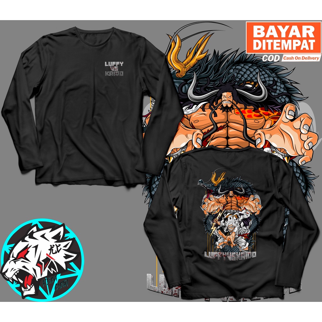 KAOS LENGAN PANJANG ANIME ONE PIECE LUFFY VS KAIDO BIG SIZE JUMBO KAOS LUFFY KAIDO PRIA WANITA